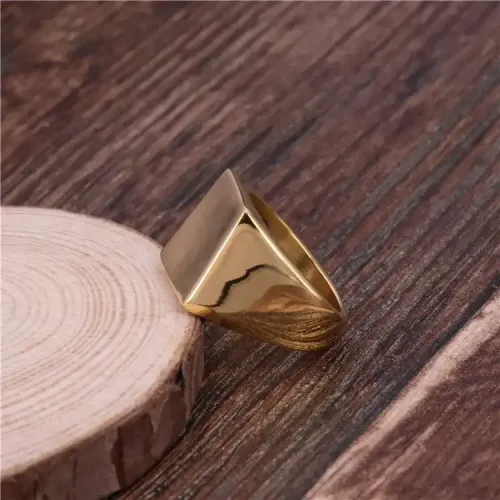 RTM309 Polished Square Geometric Ring Business Men's Full Finger Fashion Accessory