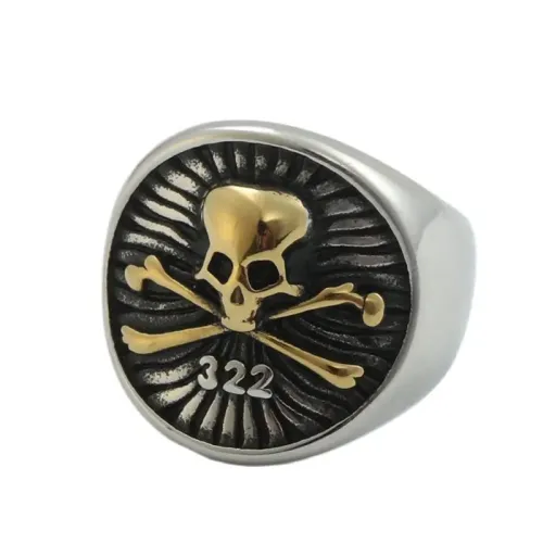 RTM1821 Gold Skull Ring Stainless Steel Men's Jewelry Accessory