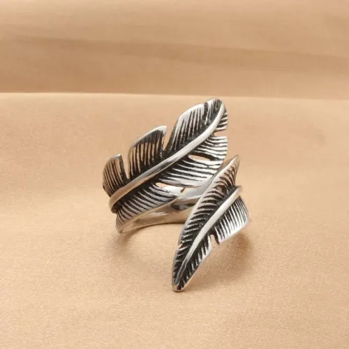 RTM1922 Stainless Steel Wing Ring Elegant Feather Design Jewelry for Animal Lovers