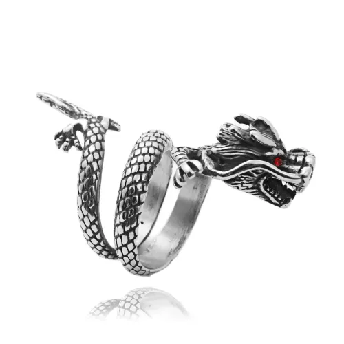 RTM1712 Punk Stainless Steel Dragon Head Ring Bold & Stylish Accessory