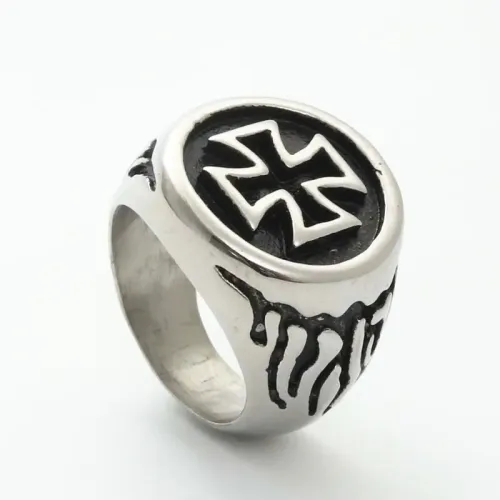 RTM1891 Punk Cross-Shaped Stainless Steel Ring Edgy Jewelry for Men