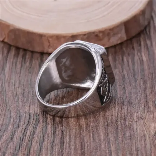 RTM225 Masonic AG Logo Ring Men's Titanium Stainless Steel Religious Jewelry