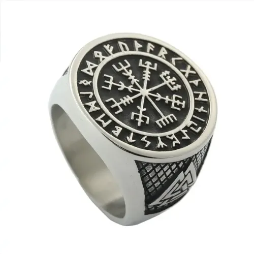 RTM1841 Beige Viking Ring in Stainless Steel Nordic Inspired Jewelry for Men