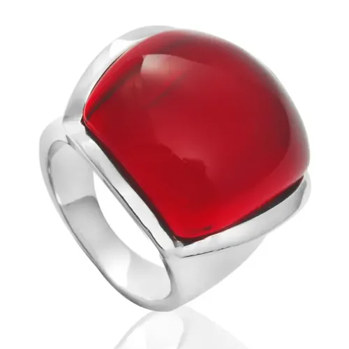 RTM2090 Elegant Ruby Ring for Women Atmospheric Stainless Steel Jewelry