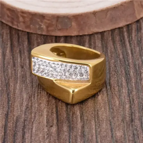 RTM332 Diamond-Encrusted Ceramic Titanium Steel Ring Trendy Women's Baby's Breath Jewelry