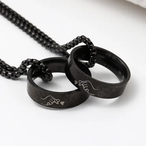 RTM2910 Love You More Than My Heart Couple's Ring Pendant Necklace