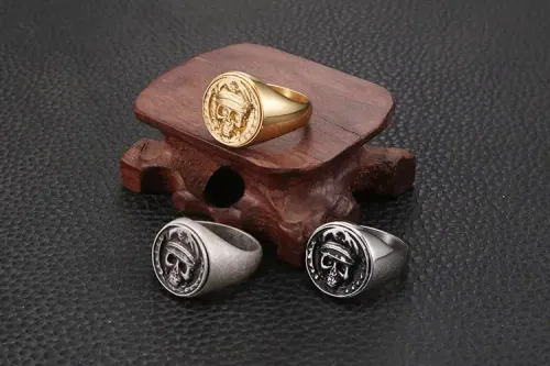 RTM565 Men's Warlord Skull Ring Durable Stainless Steel Gothic Jewelry