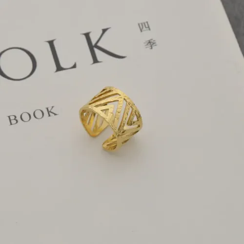 RTM2522 14K Gold Plated Stainless Steel Open Ring V Shaped Hollow Adjustable