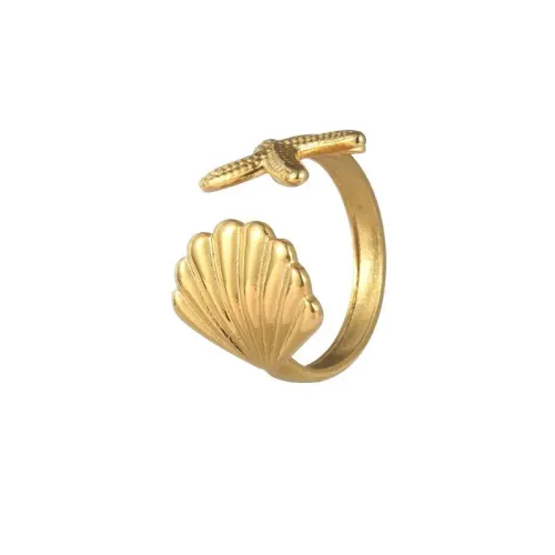 RTM2519 Elegant Stainless Steel Open Ring for Women OL Fashion Shell Design