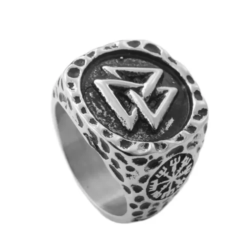 RTM1831 Viking Triangle Stainless Steel Ring Norse Inspired Jewelry Accessory
