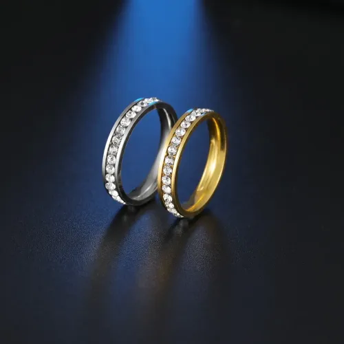 RTM1170 4MM Diamond Stainless Steel Ring for Women Single Row Elegance
