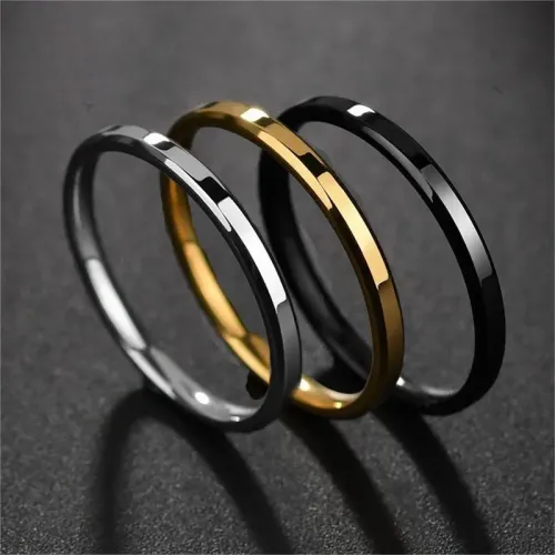 RTM2644 Ultra-Thin 2mm Bevel Edge Stainless Steel Ring for Men & Women Sleek Design