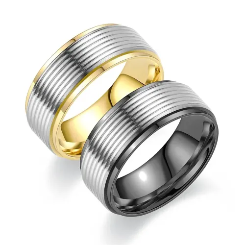 RTM730 Elegant Two-Tone Stainless Steel Rings for Couples Perfect Match & Style