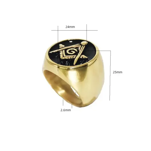 RTM434 AG Logo Men's Ring Religious Titanium Stainless Steel Band