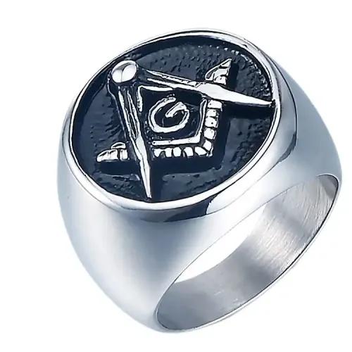 RTM638 Masonic AG Logo Ring Men's Stainless Steel Freemason Jewelry