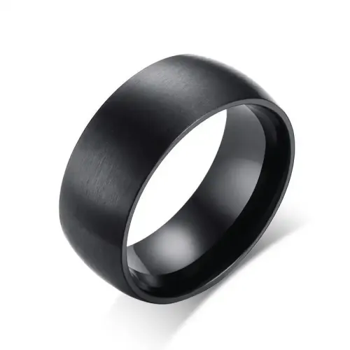 RTM25 Matte Black Brushed Band Men's Ring Sleek Jewelry for Him