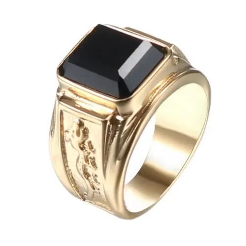 RTM580 Men's Black Zirconia Diamond Titanium Steel Ring Vacuum Plated Elegance