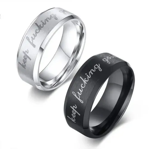 RTM12 Keep Going Men's Ring Stainless Steel Motivational Jewelry
