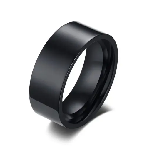 RTM9 Black Titanium Steel Men's Ring Basic Bare Body Fashion Jewelry