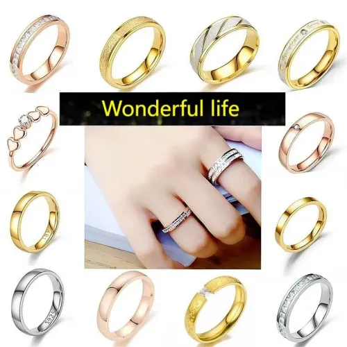 RTM1047 Gypsophila Diamond Stainless Steel Couple Rings Men & Women Jewelry