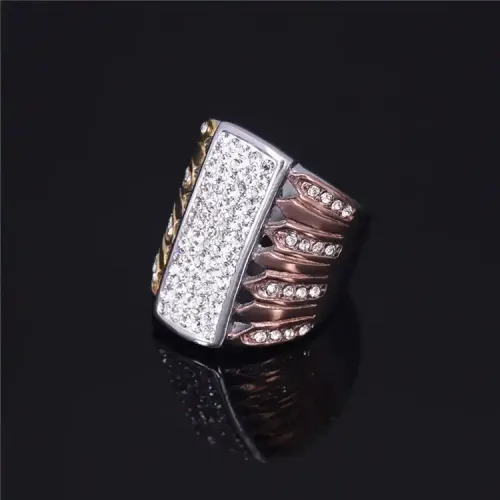 RTM427 Tri-Color Rhinestone Jewelry Set Women's Stainless Titanium Steel Rings