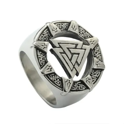 RTM1829 Viking Triangle Ring Stainless Steel Norse Jewelry for Men