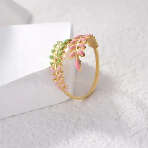 RTM2466 18K Gold Plated Open Ring for Women Colorful Oil Drop Stainless Steel