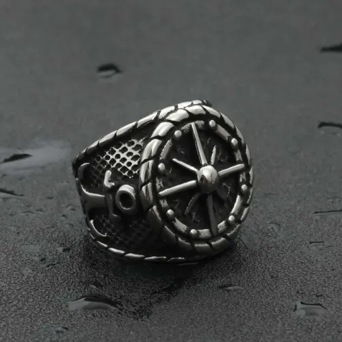 RTM1887 Punk Stainless Steel Compass Ring Jewelry Direction Pointer Accessory