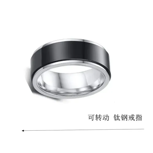 RTM888 Black Stainless Steel Swivel Ring for Men Rotatable,Stylish & Durable Accessory