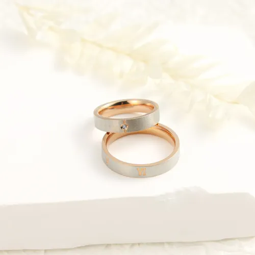 RTM2237 Non-Fading Stainless Steel Couple Rings with Zircon Perfect Women's Gift