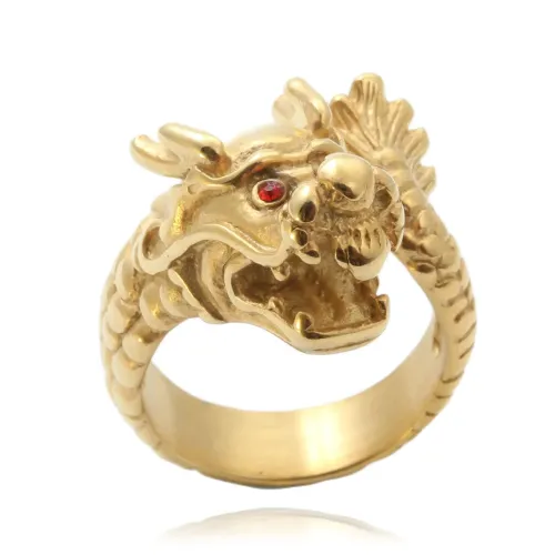 RTM1701 Punk Stainless Steel Dragon Head Ring Fierce Fashion Accessory