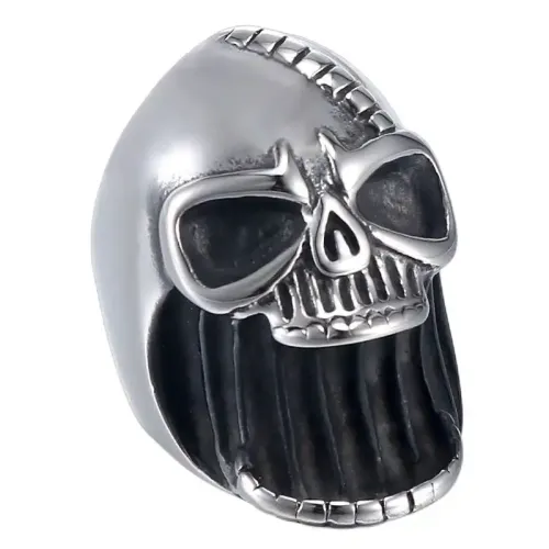 RTM595 Men's Titanium Skull Ring Openable Stainless Steel Punk Religious Totem