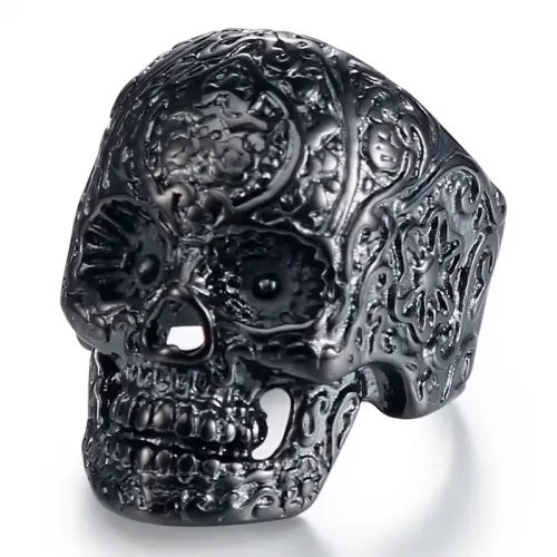 RTM536 Men's Skull Totem Ring Titanium Steel Punk Jewelry in Three Colors