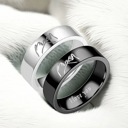 RTM985 I Love You Hand Gesture Couple Ring Stainless Steel Romantic Jewelry