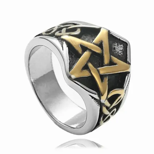 RTM1512 Stainless Steel Five-Pointed Star Ring Sleek Jewelry for Modern Style