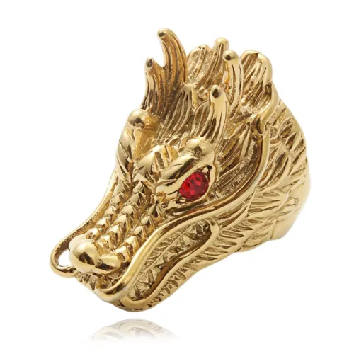 RTM1550 Punk Stainless Steel Dragon Head Ring Mythical Beast Fashion Jewelry