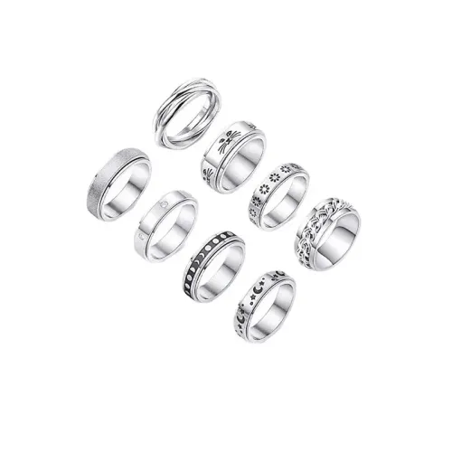 RTM1001 Pinxingyue Rotating Stainless Steel Couple Rings Romantic Matching Jewelry