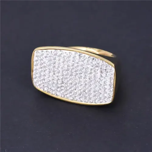 RTM318 Hand-Decorated Ceramic Clay Rhinestone Titanium Steel Ring Women's Stainless Steel Jewelry