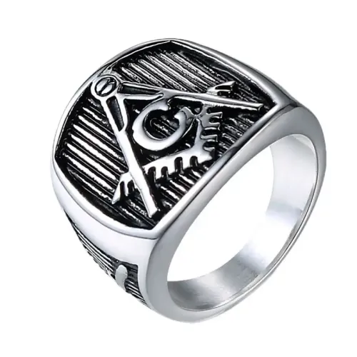 RTM653 Masonic AG Titanium Steel Ring Cast Stainless Steel Men's Fashion Jewelry