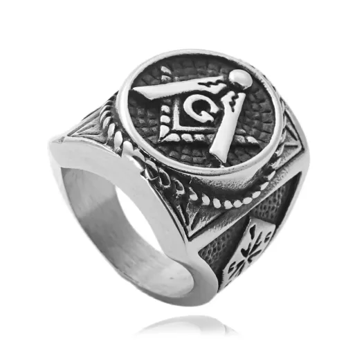 RTM1690 Gold G Masonic Ring Punk Stainless Steel Fashion Accessory for Men