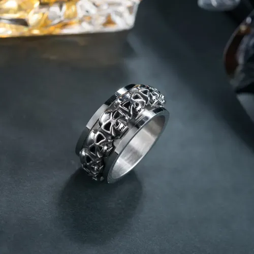 RTM1062 Skull Rotating Stainless Steel Couples' Ring Edgy & Unique