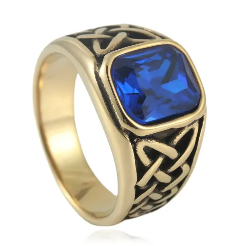 RTM1632 Multicolor Stone Punk Ring Stainless Steel Band for Men