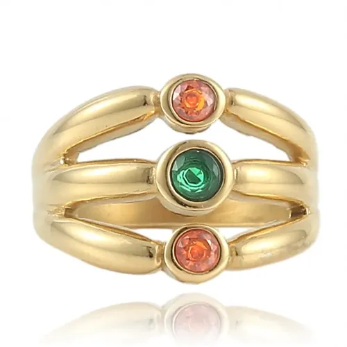 RTM1670 Korean Multi-Layered Hollow Gemstone Ring Stainless Steel,Non-Fading for Couples