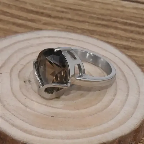 RTM361 Women's Stainless Steel Diamond Ring Clear Gemstone Literary Small Girl Ring