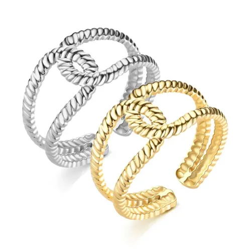 RTM815 Elegant Stainless Steel Twist Ring Modern Jewelry for Everyday Wear