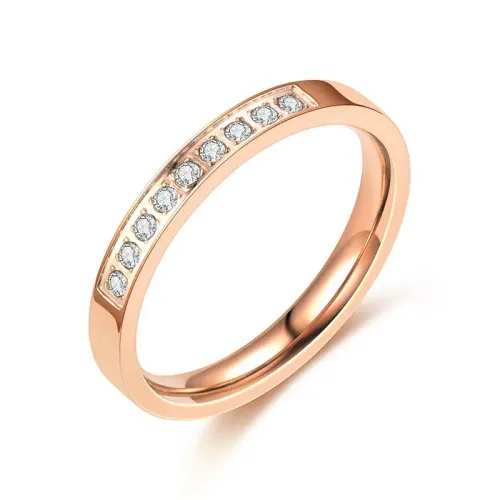 RTM699 Elegant Stainless Steel Diamond Tail Ring for Couples Perfect Love Symbol