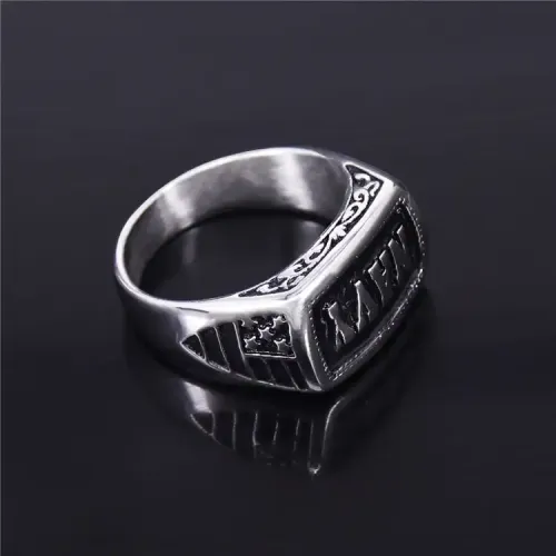 RTM242 US Navy Men's Titanium Steel Ring Punk Stainless Steel Fleet engrave Jewelry