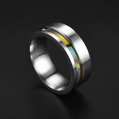 RTM2888 Narrow Slotted Shell Couple Ring Chic Symbol of Eternal Love