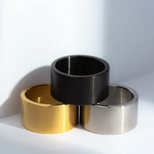 RTM1278 12MM Matte Stainless Steel Wedding Ring for Men Punk Style Jewelry