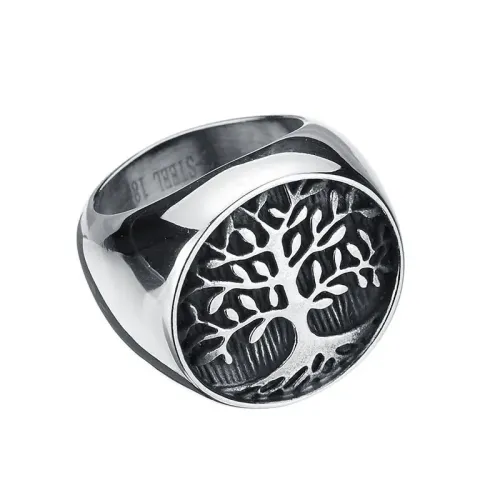 RTM2431 Men's Tree of Life Stainless Steel Ring Punk Style Jewelry Accessory